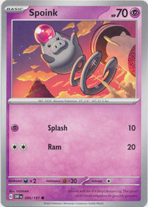 Spoink 090/197 Common Obsidian Flames Pokemon TCG - guardiangamingtcgs