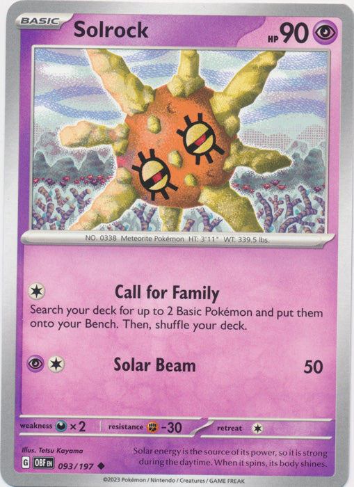 Solrock 093/197 Uncommon Obsidian Flames Pokemon TCG - guardiangamingtcgs