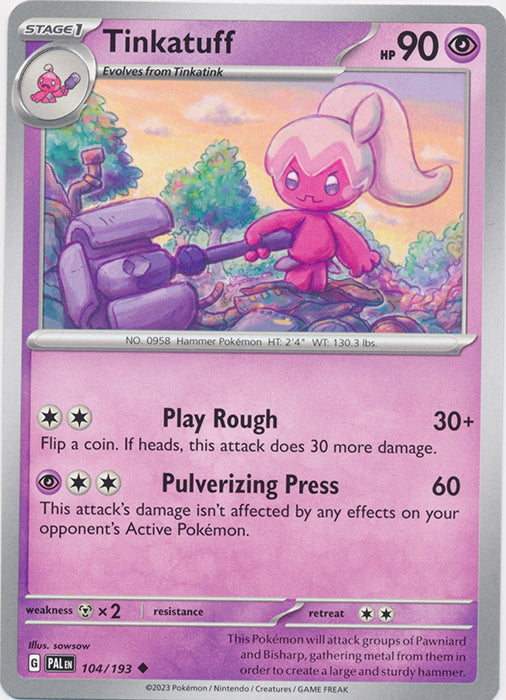 Tinkatuff -  104/193 Uncommon Paldea Evolved Pokemon TCG - guardiangamingtcgs