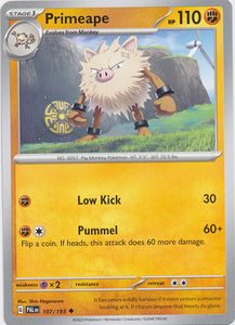 Primeape 107/193 Uncommon Paldea Evolved Pokemon TCG - guardiangamingtcgs