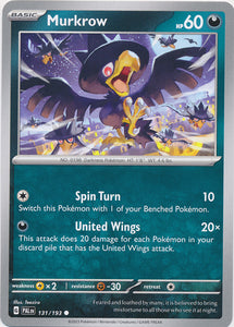 Murkrow 131/193 Common Paldea Evolved Pokemon TCG - guardiangamingtcgs