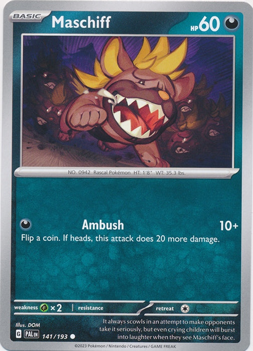 Maschiff 141/193 Common Paldea Evolved Pokemon TCG - guardiangamingtcgs