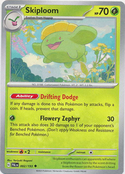 Skiploom 002/193 Uncommon Paldea Evolved Pokemon TCG - guardiangamingtcgs