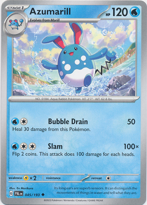 Azumarill 045/193 Uncommon Paldea Evolved Pokemon TCG - guardiangamingtcgs