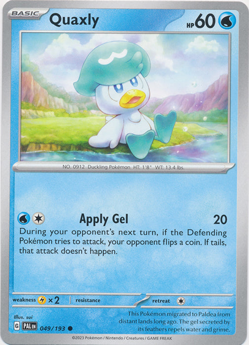 Quaxly -  049/193 Common Paldea Evolved Pokemon TCG - guardiangamingtcgs