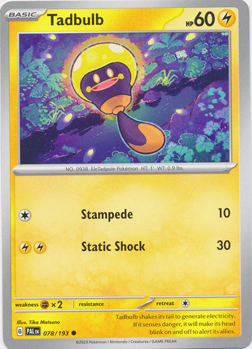 Tadbulb -  078/193 Common Paldea Evolved Pokemon TCG - guardiangamingtcgs