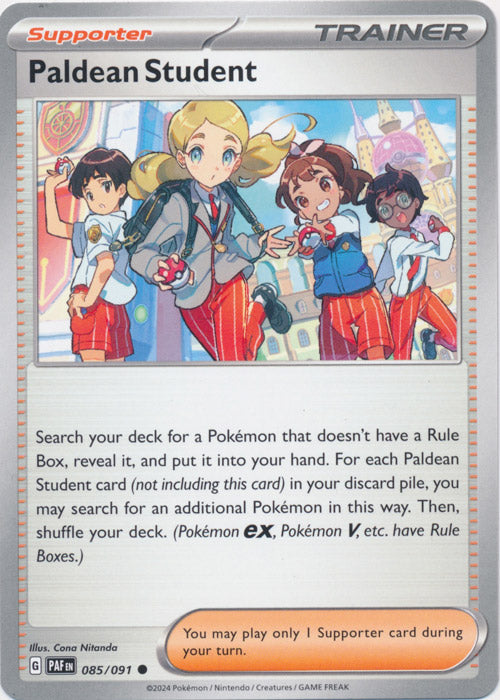 Paldean Student -  085/091 Common Paldean Fates Pokemon TCG - guardiangamingtcgs