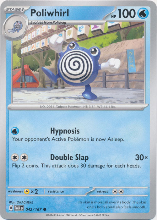 Poliwhirl 042/167 Common Twilight Masquerade Pokemon TCG - guardiangamingtcgs