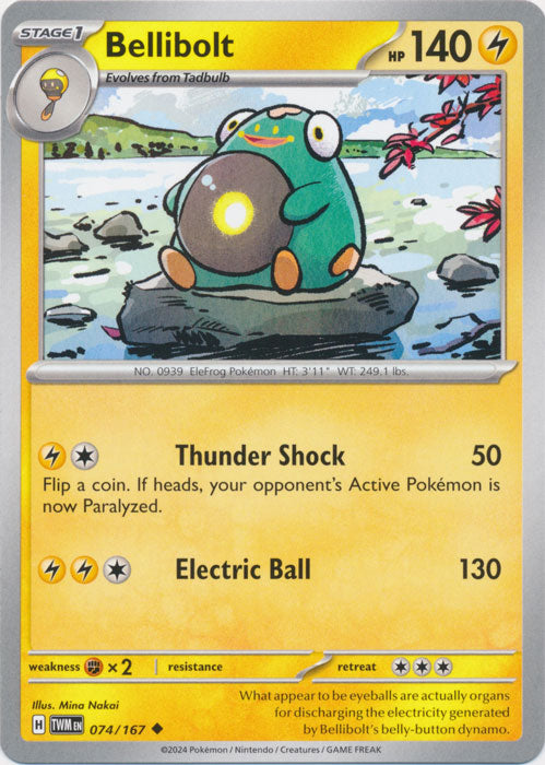 Bellibolt 074/167 Uncommon Twilight Masquerade Pokemon TCG - guardiangamingtcgs
