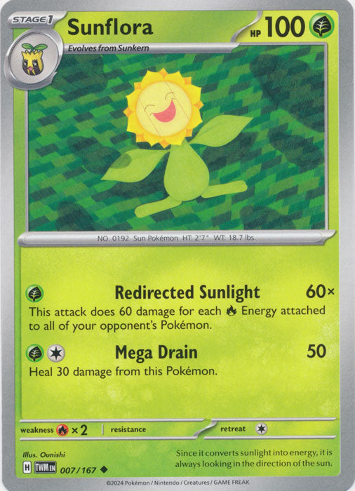 Sunflora -  007/167 Uncommon Twilight Masquerade Pokemon TCG - guardiangamingtcgs