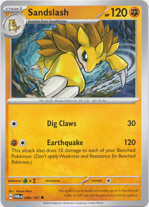 Sandslash 098/167 Uncommon Twilight Masquerade Pokemon TCG - guardiangamingtcgs