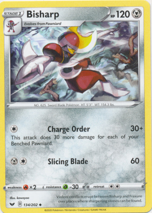 Bisharp 134/202 Uncommon Sword & Shield Base Set Pokemon TCG - guardiangamingtcgs