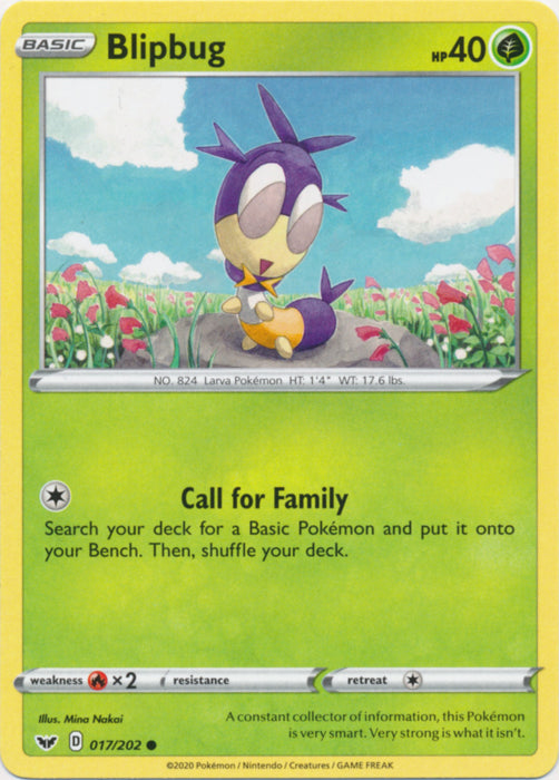 Blipbug  017/202 Common Sword & Shield Base Set Pokemon TCG - guardiangamingtcgs