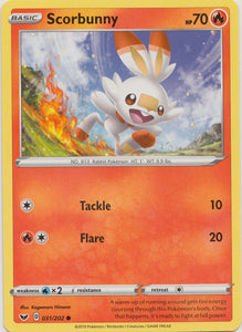 Scorbunny  031/202 Common Sword & Shield Base Set Pokemon TCG - guardiangamingtcgs