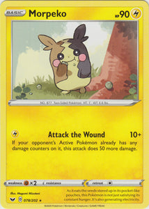 Morpeko 078/202 Rare Sword & Shield Base Set Pokemon TCG - guardiangamingtcgs