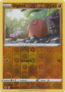 Reverse Holo Diglett 092/202 Common Sword & Shield Base Set Pokemon TCG - guardiangamingtcgs