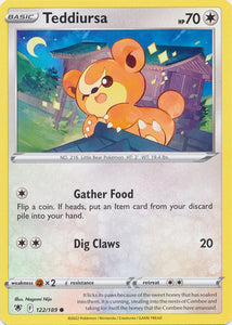 Teddiursa 122/189 Common Astral Radiance Pokemon TCG - guardiangamingtcgs