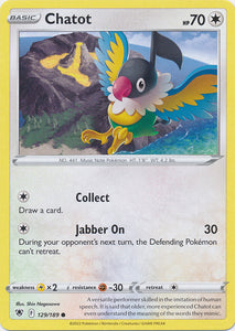 Chatot 129/189 Common Astral Radiance Pokemon TCG - guardiangamingtcgs