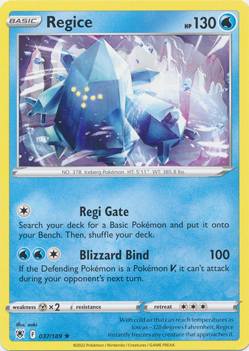 Regice 037/189 Rare Astral Radiance Pokemon TCG - guardiangamingtcgs