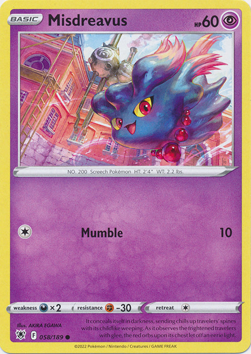 Misdreavus 058/189 Common Astral Radiance Pokemon TCG - guardiangamingtcgs