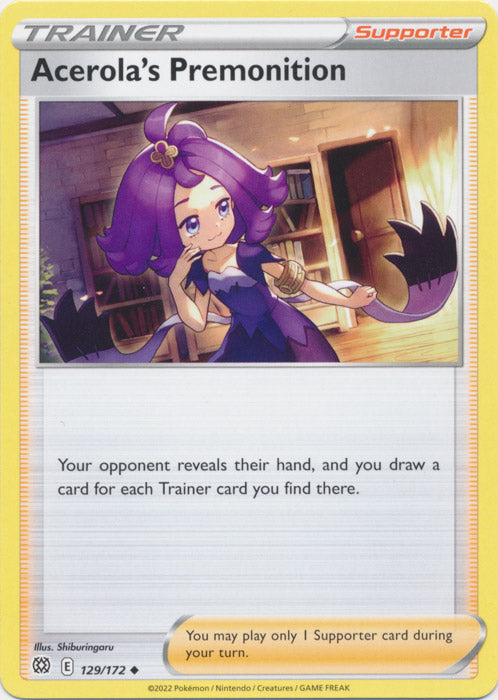 Acerola's Premonition 129/172 Uncommon Brilliant Stars Pokemon TCG - guardiangamingtcgs