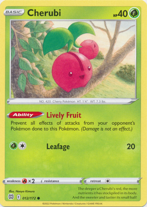 Cherubi 012/172 Common Brilliant Stars Pokemon TCG - guardiangamingtcgs