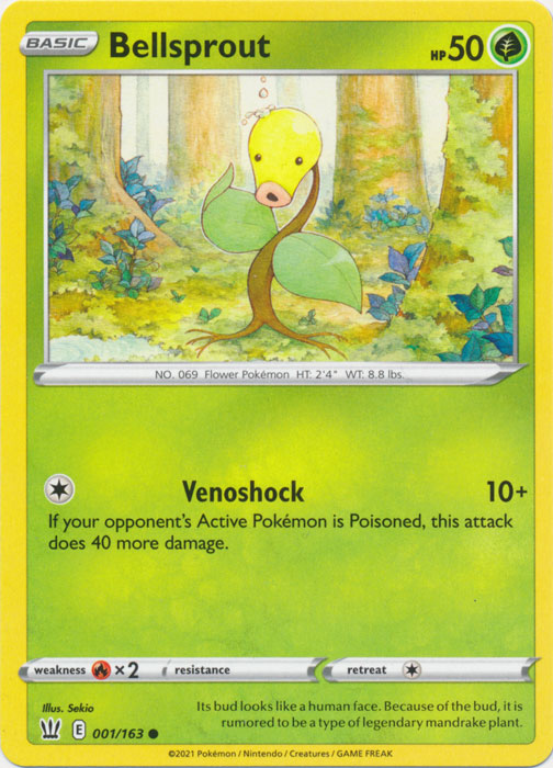 Bellsprout 001/163 Common Battle Styles Pokemon TCG - guardiangamingtcgs