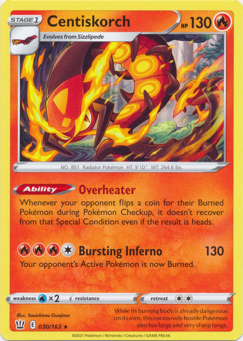 Centiskorch 030/163 Rare Battle Styles Pokemon TCG - guardiangamingtcgs