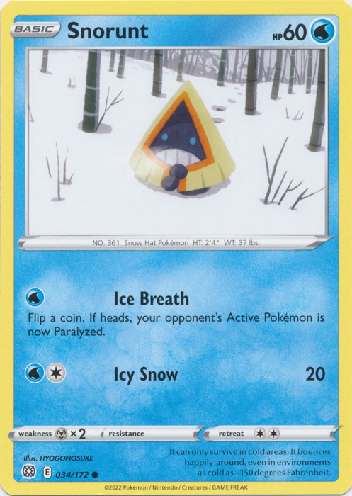 Snorunt 034/172 Common Brilliant Stars Pokemon TCG - guardiangamingtcgs