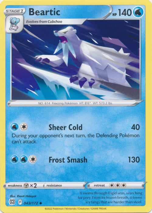 Beartic 043/172 Uncommon Brilliant Stars Pokemon TCG - guardiangamingtcgs