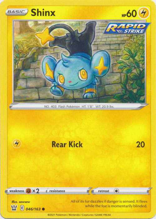 Shinx 046/163 Common Battle Styles Pokemon TCG - guardiangamingtcgs