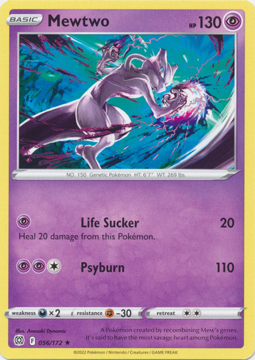 Mewtwo 056/172 Rare Brilliant Stars Pokemon TCG - guardiangamingtcgs