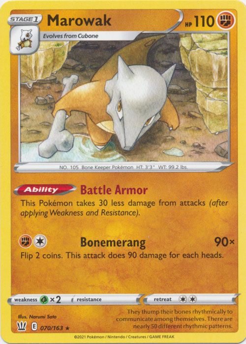 Marowak 070/163 Rare Battle Styles Pokemon TCG - guardiangamingtcgs