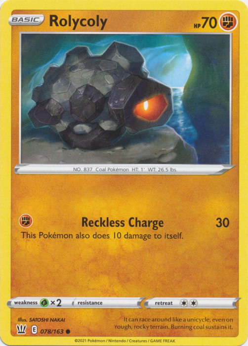 Rolycoly 078/163 Common Battle Styles Pokemon TCG - guardiangamingtcgs