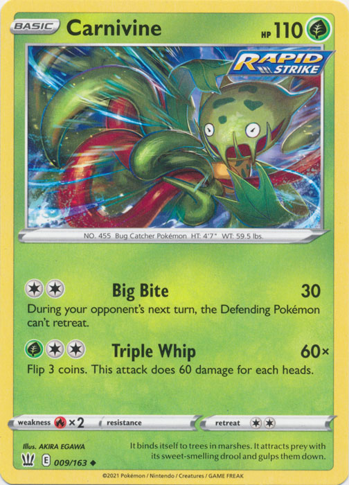 Carnivine 009/163 Uncommon Battle Styles Pokemon TCG - guardiangamingtcgs