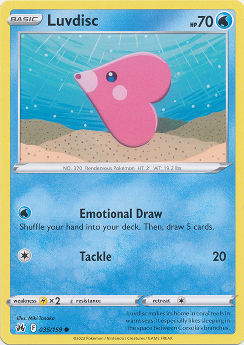 Luvdisc 035/159 Common Crown Zenith Pokemon TCG - guardiangamingtcgs