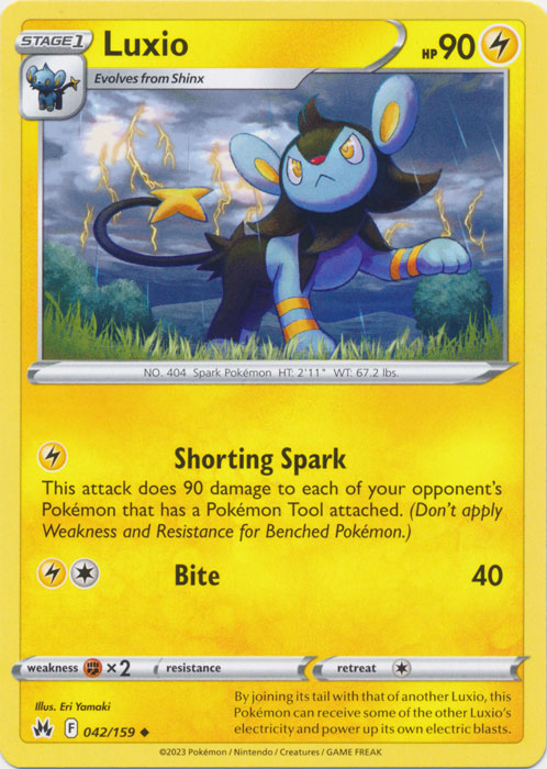 Luxio  042/159 Uncommon Crown Zenith Pokemon TCG - guardiangamingtcgs