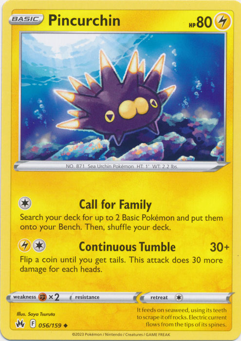 Pincurchin 056/159 Uncommon Crown Zenith Pokemon TCG - guardiangamingtcgs