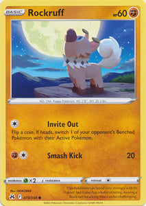 Rockruff 073/159 Common Crown Zenith Pokemon TCG - guardiangamingtcgs