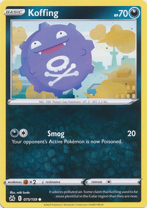 Koffing 075/159 Common Crown Zenith Pokemon TCG - guardiangamingtcgs