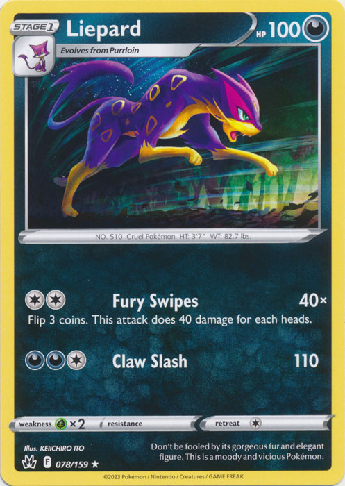 Liepard 078/159 Rare Crown Zenith Pokemon TCG - guardiangamingtcgs