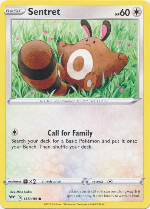 Sentret 135/189 Common Darkness Ablaze Pokemon TCG - guardiangamingtcgs