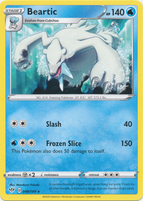 Beartic 049/189 Rare Darkness Ablaze Pokemon TCG - guardiangamingtcgs