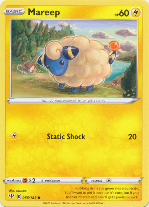 Mareep 055/189 Common Darkness Ablaze Pokemon TCG - guardiangamingtcgs