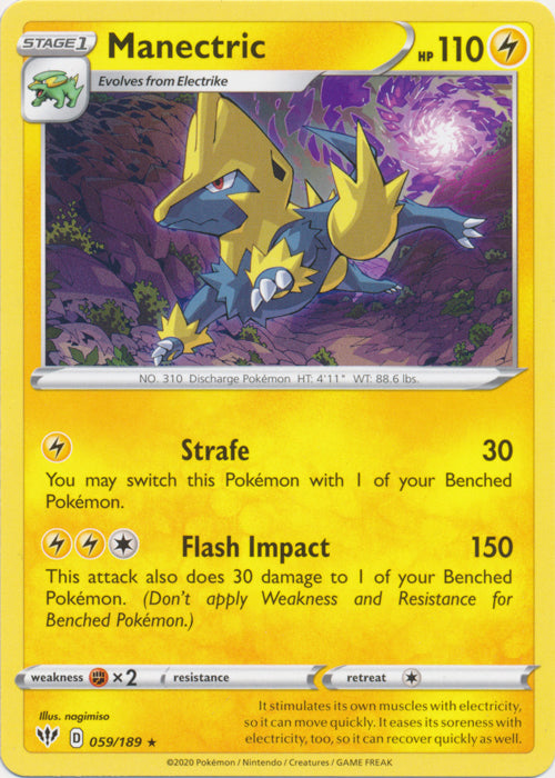 Manectric 059/189 Rare Darkness Ablaze Pokemon TCG - guardiangamingtcgs