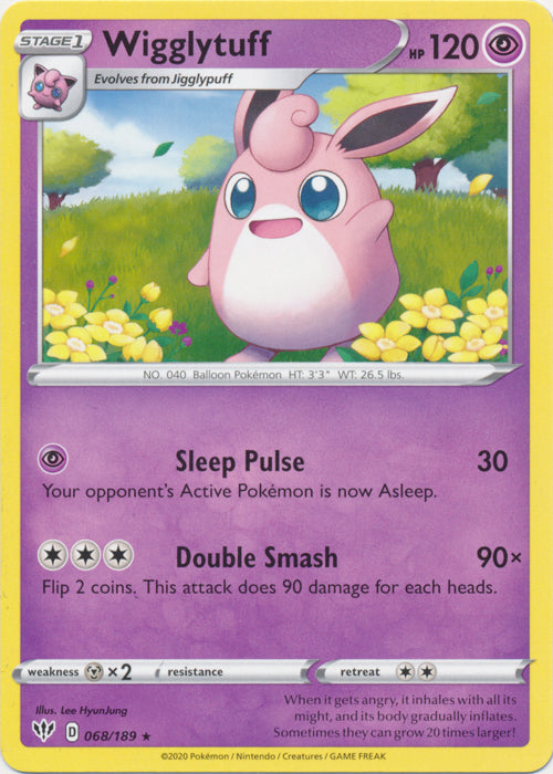 Wigglytuff 068/189 Rare Darkness Ablaze Pokemon TCG - guardiangamingtcgs