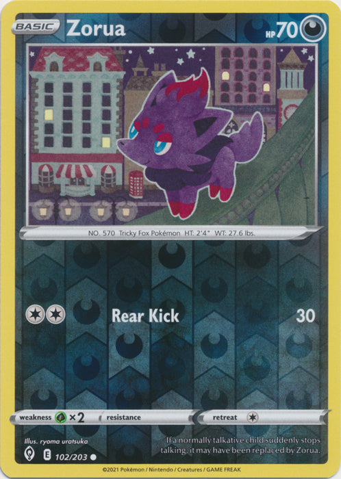 Reverse Holo  Zorua 102/203 Common Evolving Skies - guardiangamingtcgs