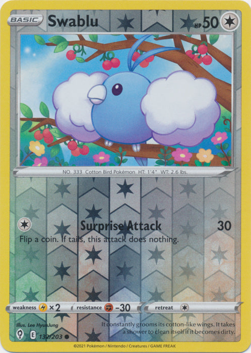 Reverse Holo  Swablu 132/203 Common Evolving Skies - guardiangamingtcgs