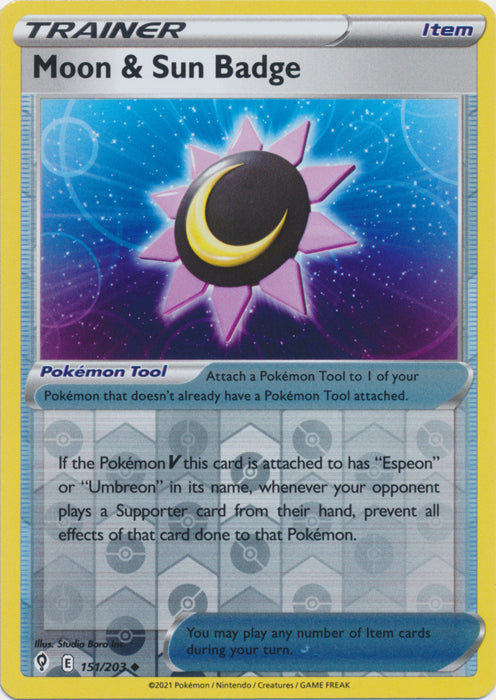 Reverse Holo  Moon & Sun Badge 151/203 Uncommon Evolving Skies - guardiangamingtcgs