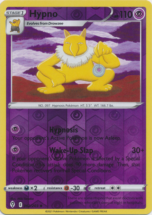 Reverse Holo  Hypno 062/203 Uncommon Evolving Skies - guardiangamingtcgs